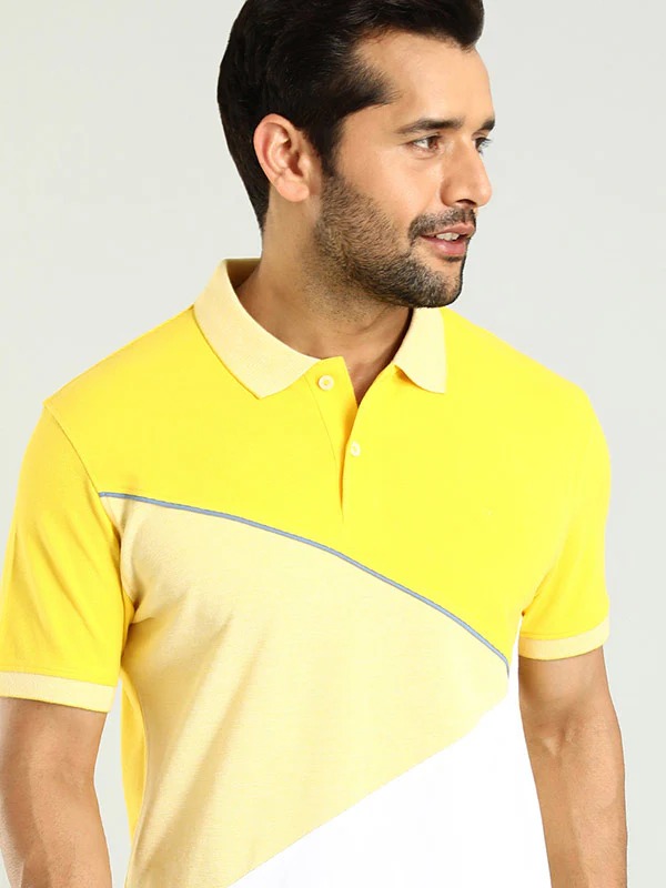 Indian Terrain Men's Half Sleeve Regular Fit Yellow Polo T-Shirt